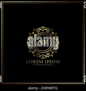 NF Initial Letter Luxury Logo template in vector for Restaurant, Royalty, Boutique, Cafe, Hotel, Heraldic, Jewelry, Fashion and other vector illustrat Stock Vector