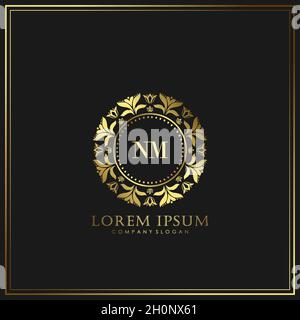 NM Initial Letter Luxury Logo template in vector for Restaurant, Royalty, Boutique, Cafe, Hotel, Heraldic, Jewelry, Fashion and other vector illustrat Stock Vector