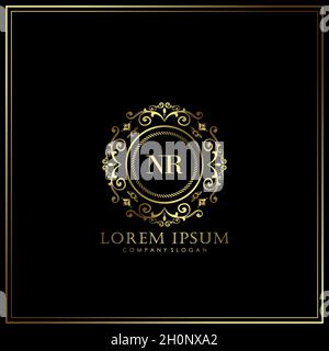 NR Initial Letter Luxury Logo template in vector for Restaurant, Royalty, Boutique, Cafe, Hotel, Heraldic, Jewelry, Fashion and other vector illustrat Stock Vector