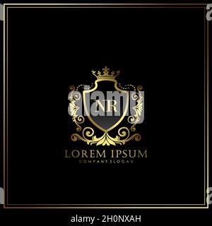 NR Initial Letter Luxury Logo template in vector for Restaurant, Royalty, Boutique, Cafe, Hotel, Heraldic, Jewelry, Fashion and other vector illustrat Stock Vector