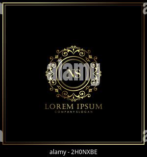 NS Initial Letter Luxury Logo template in vector for Restaurant, Royalty, Boutique, Cafe, Hotel, Heraldic, Jewelry, Fashion and other vector illustrat Stock Vector