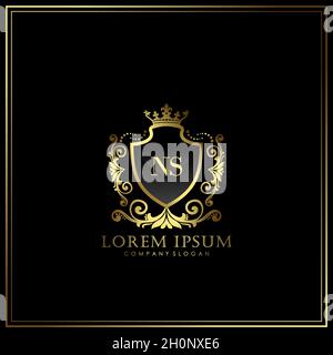 NS Initial Letter Luxury Logo template in vector for Restaurant, Royalty, Boutique, Cafe, Hotel, Heraldic, Jewelry, Fashion and other vector illustrat Stock Vector