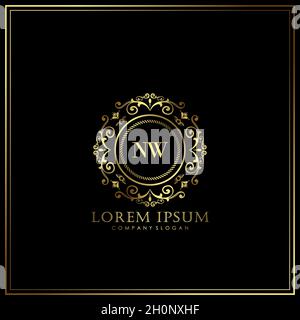 NW Initial Letter Luxury Logo template in vector for Restaurant, Royalty, Boutique, Cafe, Hotel, Heraldic, Jewelry, Fashion and other vector illustrat Stock Vector