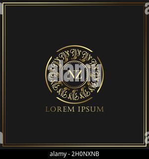 NZ Initial Letter Luxury Logo template in vector for Restaurant, Royalty, Boutique, Cafe, Hotel, Heraldic, Jewelry, Fashion and other vector illustrat Stock Vector