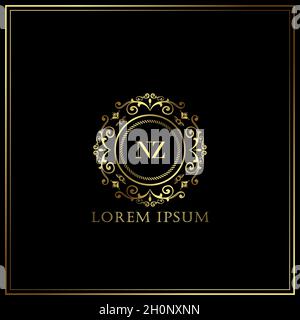 NZ Initial Letter Luxury Logo template in vector for Restaurant, Royalty, Boutique, Cafe, Hotel, Heraldic, Jewelry, Fashion and other vector illustrat Stock Vector