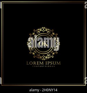 OK Initial Letter Luxury Logo template in vector for Restaurant, Royalty, Boutique, Cafe, Hotel, Heraldic, Jewelry, Fashion and other vector illustrat Stock Vector
