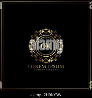OM Initial Letter Luxury Logo template in vector for Restaurant, Royalty, Boutique, Cafe, Hotel, Heraldic, Jewelry, Fashion and other vector illustrat Stock Vector