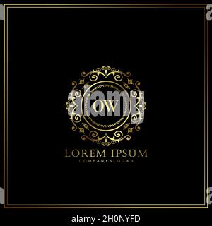 OW Initial Letter Luxury Logo template in vector for Restaurant, Royalty, Boutique, Cafe, Hotel, Heraldic, Jewelry, Fashion and other vector illustrat Stock Vector