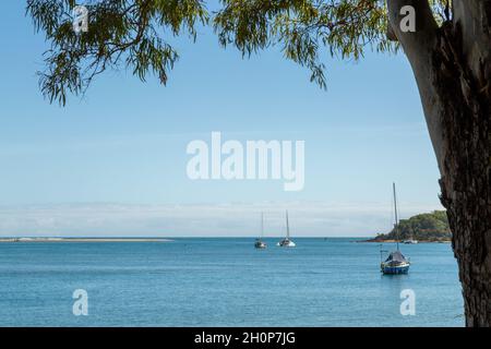 Yachts at anchor at Seventeen Seventy, Queensland, Australia. Stock Photo