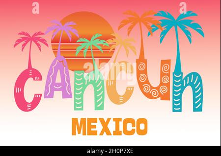 Cancun Mexico Vector Illustration on a white background Stock Vector