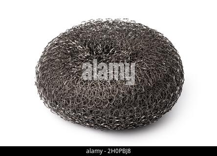 Metal sponge for washing dishes on a white background Stock Photo