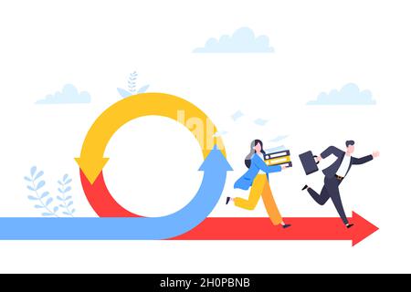 Agile development methodology business concept flat style design vector illustration isolated on white background. Stock Vector