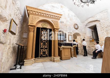 jerusalem-israel, 06-07-2021. The synagogue next to the tomb of King David in the Jewish Quarter of Jerusalem Stock Photo