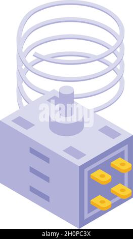 Electric refrigerator repair icon isometric vector. Electrical household. Fridge appliance Stock Vector