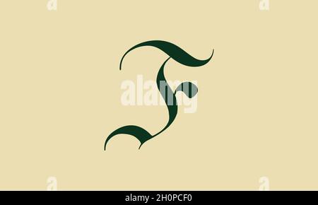 Cursive Letter F Initial Logo Concept, Vector Template. Vector design of letter F for logo design, business, natural products, personal branding, etc. Stock Vector