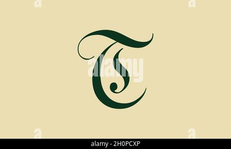 Cursive Letter TS Initial Logo Concept, Vector Template. Vector design of letter TS for logo design, business, natural products, personal branding, et Stock Vector