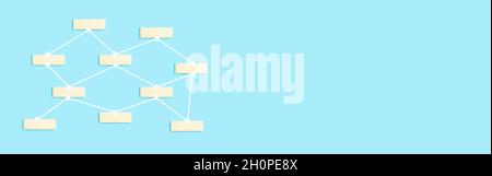 Global network and communication concept background. Blank blocks for labels networked objects or users. Business, team, communication, internet, data background. Copy space. High quality photo Stock Photo