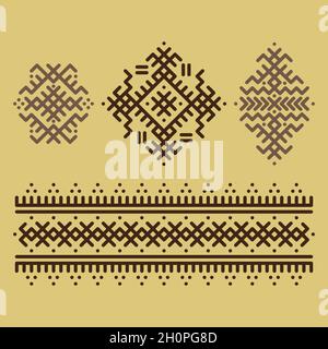 Vector image of traditional Berber tattoos. Sahara desert nomad ornament Stock Vector