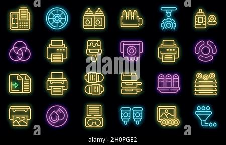 Cartridge filling icons set outline vector. Computer copier. Digital device Stock Vector