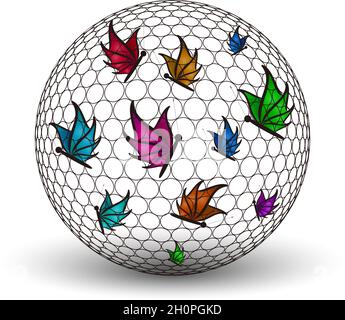 Originally designed transparent ball with flying color butterflies Stock Vector