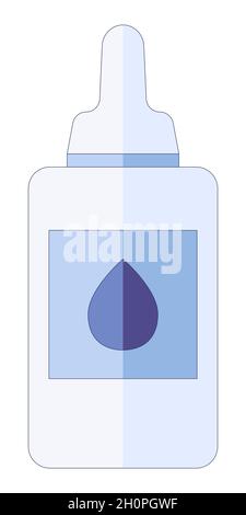 Medical concept. Nasal drops. For colds, flu, cough medicine drops in the nose in a flat style isolated on a white background.  Stock Vector