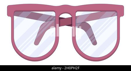 Red medical reading glasses in a flat style isolated on a white background. Ophthalmologist clinic. Stock Vector