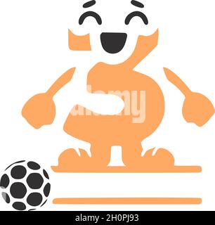 Happy Number 3 character football player personalized monogram, vector logo, emblems or initial design. Stock Vector