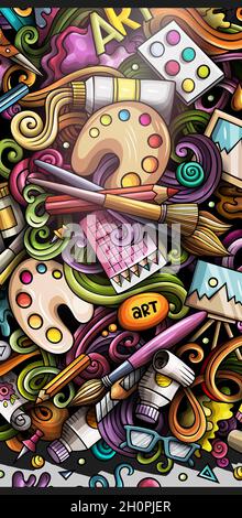 Artist hand drawn doodle banner. Cartoon detailed illustrations. Stock Vector