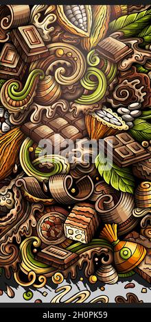 Chocolate hand drawn doodle banner. Cartoon vector detailed flyer. Stock Vector