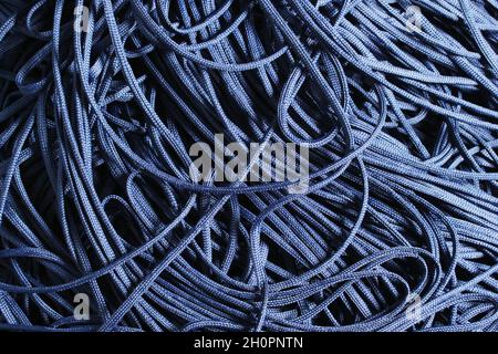 New navy blue shoe laces Stock Photo