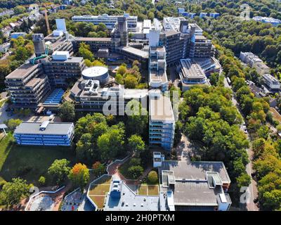 WUPPERTAL, GERMANY - SEPTEMBER 19, 2020: University of Wuppertal (official German name: Bergische Universitat Wuppertal, or BUW) campus aerial view in Stock Photo