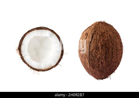 Coconut isolated on white Background. Food background. Stock Photo