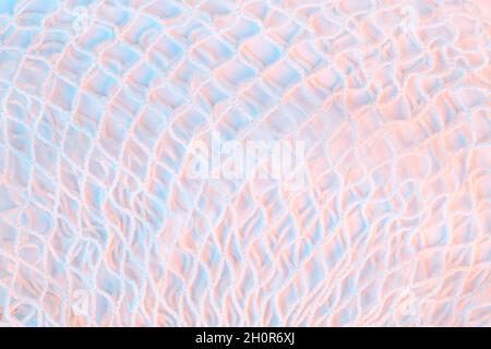 Abstract mesh net background with colorful ultraviolet holographic neon lights. Creative concept. Stock Photo