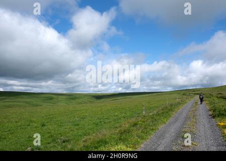 Landscape of the Cezallier Plateau in Anzat le Luguet (central southern France) Stock Photo