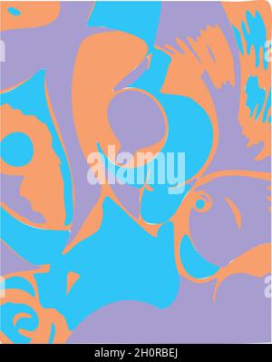 Abstract background of vector color art design. Colorful background. Funny Doodle drawing background with abstract shapes and colors. Modern vector pattern for fun brochure cover design Stock Vector