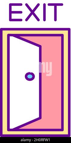 Emergency exit door RGB color icon Stock Vector