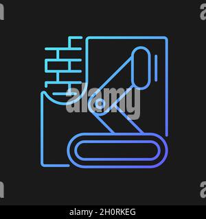 Robotics in concrete works gradient vector icon for dark theme Stock Vector