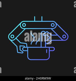 Cooking robots gradient vector icon for dark theme Stock Vector