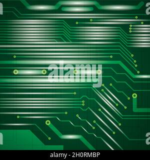 Abstract vector futuristic circuit green background Stock Vector
