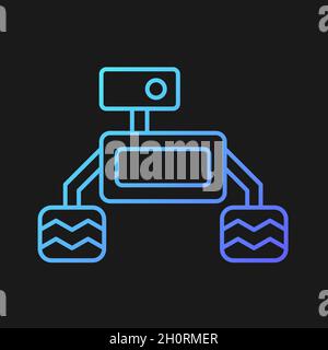 Space exploration robot gradient vector icon for dark theme Stock Vector