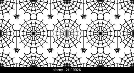 Simple Flat Black And White Seamless Abstract Spider Web And Spider Background Pattern Vector Art Stock Vector