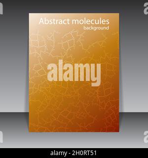 Abstract molecule orange brown background Stock Vector