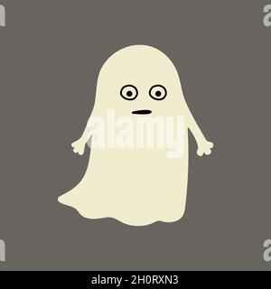 Cute ghost shocked flat style character design Stock Vector