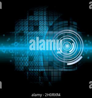 Blue abstract tech background on black background Stock Vector