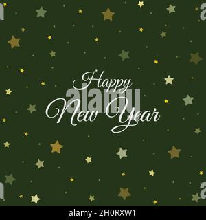 Happy new year lettering on starry green background vector stock illustration Stock Vector