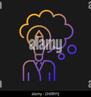 Design thinking gradient vector icon for dark theme Stock Vector