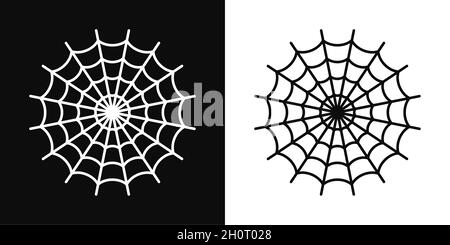 Simple Flat Black And White Abstract Spider Web Element Vector Art Stock Vector