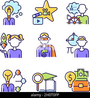 Vocation RGB color icons set Stock Vector