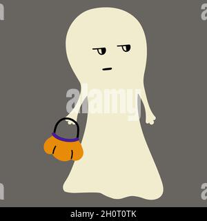 Scary ghost sheet isolated on grey background Stock Vector