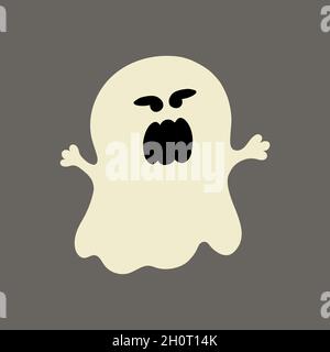 Cute ghost shocked flat style character design Stock Vector